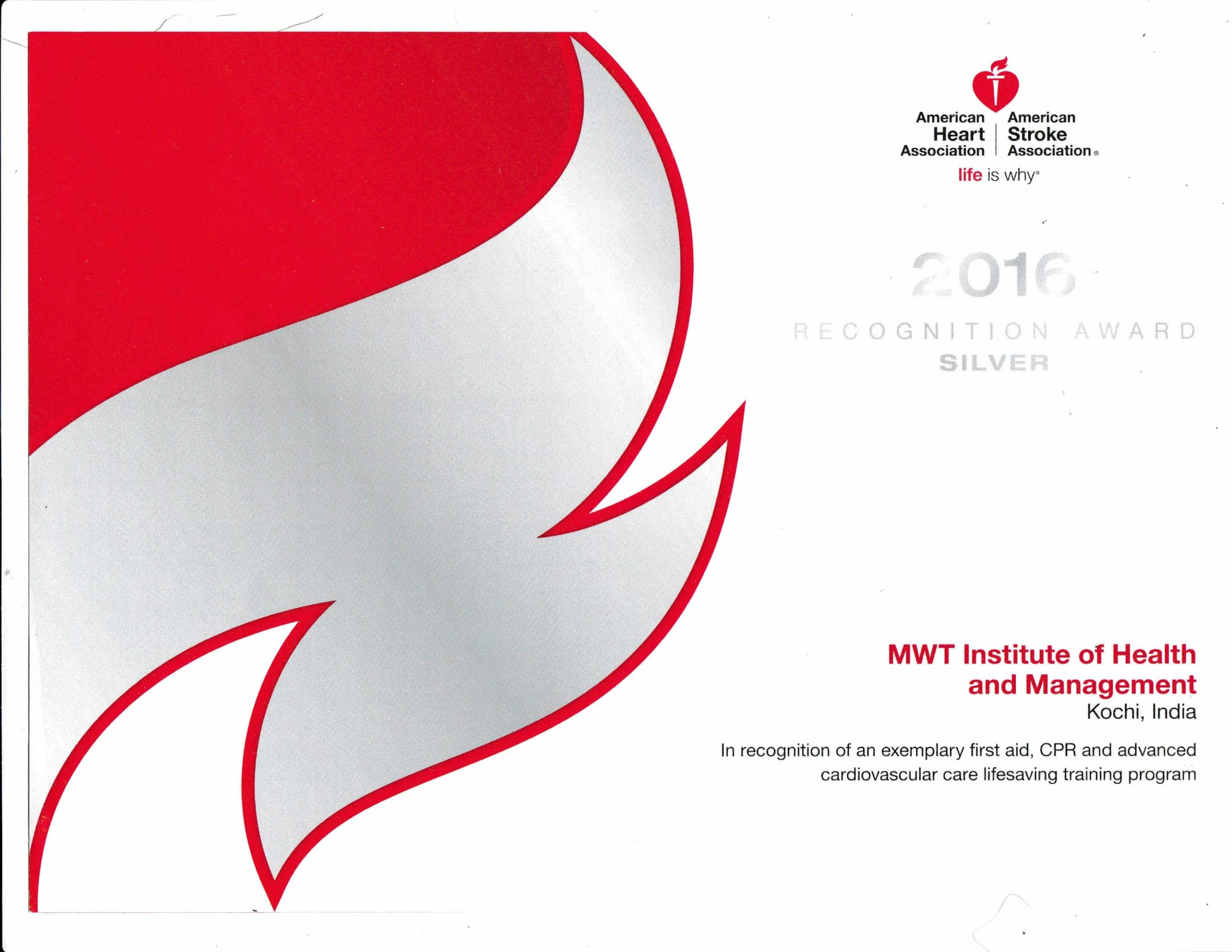 Silver Merit Award for MWT Global Academy From American Heart Association!
